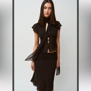 BRAND NEW Guizio Eda Midi Skirt in Black NWT